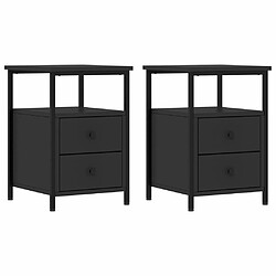 Maison Chic Lot de 2 Tables de chevet - Tables de Nuit noir 34x35,5x50 cm bois d'ingénierie