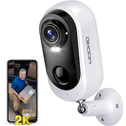 YESKAMO Caméra de Surveillance Extérieure, 2K Caméra WLAN, Longue Durée de Vie de la Batterie sans Fil, IP65, Vision Nocturne Colorée, Capteur de Mouvement PIR avec Sirène, Audio Bidirectionnel, Classe Énergétique A+++ pour Extérieur/Intérieur