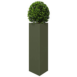 Avis vidaXL Jardinières 2 pcs vert olive triangulaire 30x26x75 cm acier