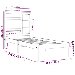 vidaXL Cadre de lit sans matelas bois massif 90x200 cm pas cher