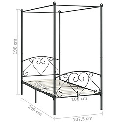 Acheter vidaXL Cadre de lit à baldaquin sans matelas gris métal 100x200 cm