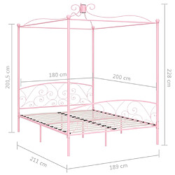 vidaXL Cadre de lit à baldaquin sans matelas rose métal 180x200 cm pas cher