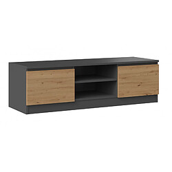 Vivaldi Meuble TV Malawi Anthracite Chene Artisan 120 cm