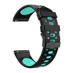 Bracelet en silicone 22mm, 3 rangées de trous, bicolore, noir/teal pour votre Samsung Galaxy Watch3 45mm/Galaxy Watch 46mm/Gear S3 Frontier/Gear S3 Classic