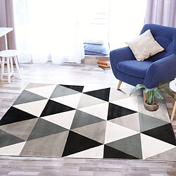 Thedecofactory GEO SCANDI - Tapis toucher laineux motif triangles noir 120x170