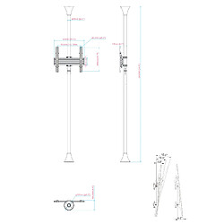 Kimex Support sol-plafond inclinable pour écran TV 32'' - 75'' - Hauteur max 240cm