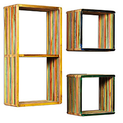 Maison Chic Jeu d'Étagère murale flottante,Etagère de rangement 3 pcs Teck massif recyclé Multicolore -MN94991