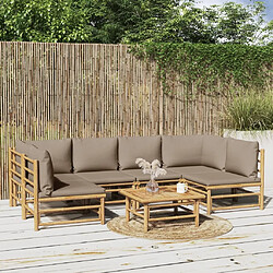 Maison Chic Salon de jardin 7 pcs + coussins - Mobilier/Meubles de jardin - Table et chaises d'extérieur taupe bambou -MN34783