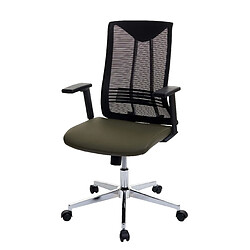 Decoshop26 Chaise de bureau ergonomique pivotante avec accoudoirs en tissu mesh vert olive 04_0001886