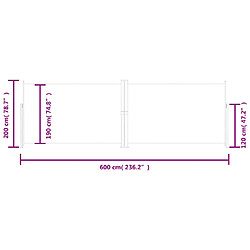 vidaXL Auvent latéral rétractable Noir 200x600 cm pas cher