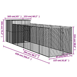 vidaXL Niche pour chien avec cour gris clair 165x659x181 cm pas cher