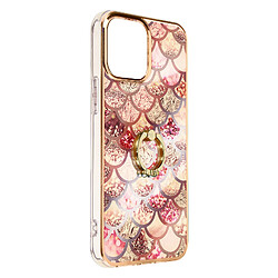 Avizar Coque iPhone 12 et 12 Pro Bi-matière avec Bague de maintien Motif écaille - rose