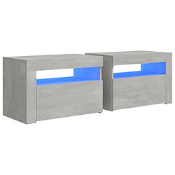 Maison Chic Lot de 2 Tables de chevet,Table de nuit,Table d'appoint pour salon avec LED Gris béton 60x35x40 cm -MN94879