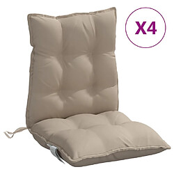 vidaXL Coussins de chaise à dossier bas lot de 4 taupe tissu oxford