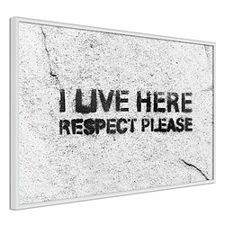 Paris Prix Affiche Murale Encadrée Respect 45 x 30 cm Blanc