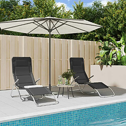 Maison Chic Lot de 2 Chaises longues pliables | Bain de soleil Relax | Transat noir textilène et acier -GKD22244