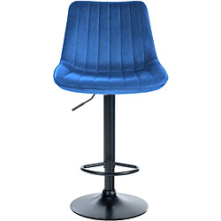 Decoshop26 Lot de 2 tabourets de bar réglable en hauteur pivotant à 360° assise en velours bleu couture verticale pied métal noir 10_0004428 pas cher