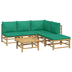 Avis Maison Chic Salon de jardin 6 pcs + coussins - Mobilier/Meubles de jardin - Table et chaises d'extérieur vert bambou -MN69336