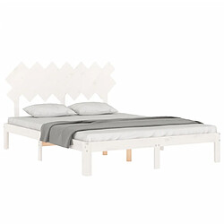 Acheter Maison Chic Lit adulte - Cadre Structure de lit avec tête de lit Contemporain blanc King Size bois massif -MN68236