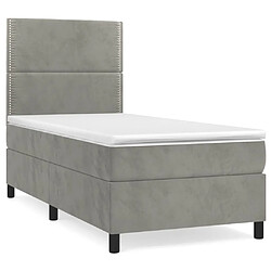 vidaXL Sommier à lattes de lit et matelas Gris clair 90x190 cm Velours