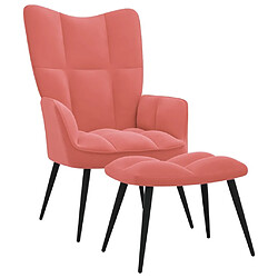 Maison Chic Chaise de relaxation | Fauteuil relax avec repose-pied Rose Velours -GKD53162