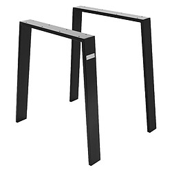 ML DESIGN MODERN LIVING Set 2x pieds de table Loft acier noir patins de table style industriel 75x72 cm