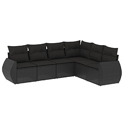 vidaXL Salon de jardin 6 pcs avec coussins noir résine tressée