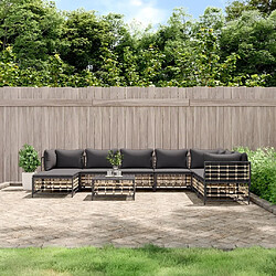 Maison Chic Salon de jardin 9 pcs + coussins - Mobilier/Meubles de jardin - Table et chaises d'extérieur anthracite résine tressée -MN16130