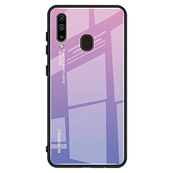 Wewoo Coque Pour Galaxy A60 Gradient Color Glass Case Violet clair