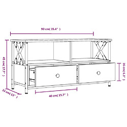 vidaXL Meuble TV noir 90x33x45 cm bois d'ingénierie et fer pas cher