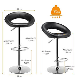 Acheter Helloshop26 Lot de 2 tabourets de bar modernes réglables en hauteur rotatifs à 360° base antidérapante repose-pieds en métal pour maison restaurant noir 20_0004906