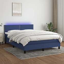 Sommier à lattes LED,Cadre à lattes de lit avec matelas pour Adulte Bleu 140x190 cm Tissu -MN24939