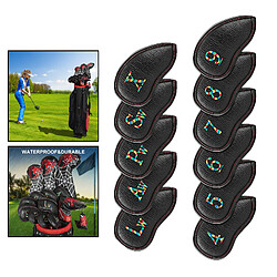 Golf 11 Pièces/ensemble Étanche PU En Cuir Noir Club de Fer Couvre La Tête Capuchon Ensemble pour Tous Les Fers Golfeur Cadeaux Putters Protecteur pas cher