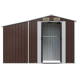 Helloshop26 Abri de jardin cabane cabanon maison de stockage remise extérieur hangar outils robuste 277 x 93 x 179 cm acier galvanisé marron 02_0022287