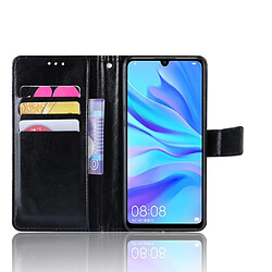 Wewoo Housse Coque Étui en cuir à rabat horizontal rétro Crazy Horse Texture pour Huawei Enjoy 9s P Smart + 2019avec support et fentes cartes et cadre photo noir pas cher