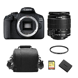 CANON EOS 2000D Black KIT EF-S 18-55mm F3.5-5.6 IS II + 32GB SD card + camera Bag + LP-E10 Battery + HOYA 58mm PRO 1D Protector