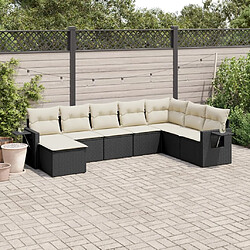 Maison Chic Ensemble Tables et chaises d'extérieur 8 pcs avec coussins,Salon de jardin noir résine tressée -GKD432512