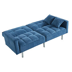 Acheter Vente-Unique Canapé 3 places convertible clic-clac en tissu MINEY - Bleu