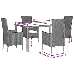 Maison Chic Ensemble à manger d'extérieur 5 pcs avec coussins,Salon de jardin,Mobilier de jardin Beige poly rotin -GKD651510 pas cher