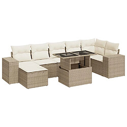 vidaXL Salon de jardin avec coussins 8 pcs beige résine tressée