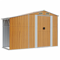 Helloshop26 Abri de jardin cabane cabanon maison de stockage remise extérieur hangar outils robuste clair 277 x 279 x 179 cm acier galvanisé marron 02_0022313 pas cher