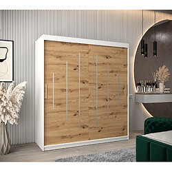 Abiks Meble Armoire YORK À Portes Coulissantes 200/180/62 2 Portes (Blanc/Artisan)