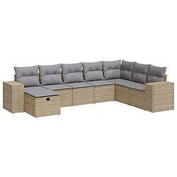 vidaXL Salon de jardin avec coussins 8 pcs beige résine tressée