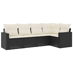 Maison Chic Salon de jardin 5 pcs avec coussins | Ensemble de Table et chaises | Mobilier d'Extérieur noir résine tressée -GKD56568