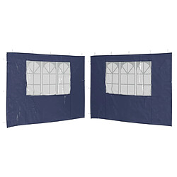 vidaXL Paroi de tente de réception 2 pcs avec fenêtre PE Bleu