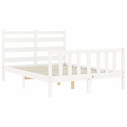 Maison Chic Cadre/structure de lit avec tête de lit pour adulte - Lit Moderne Chambre blanc 120x200 cm bois massif -MN85697 pas cher