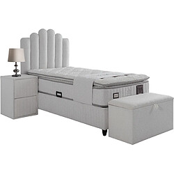 Avis Vivenla Banc bout de lit coffre avec rangement coloris blanc design en tissu L. 80 x P. 41 x H. 45 cm collection ATHENA