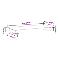 vidaXL Support de moniteur noir 80x35x8 cm verre trempé et métal pas cher