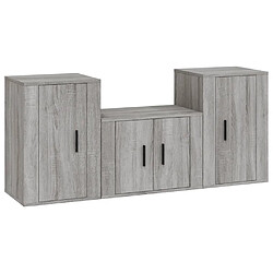 vidaXL Ensemble de meubles TV 3 pcs Sonoma gris Bois d'ingénierie