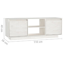 vidaXL Meuble TV Blanc 110x30x40 cm Bois de pin massif pas cher